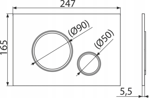 przycisk spłukujący WC CHROM ALCAPLAST WYMIARY