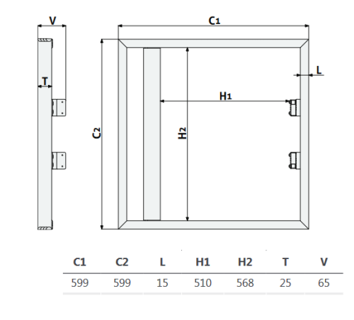 Rama do płyty typu THERMATEX wymiary