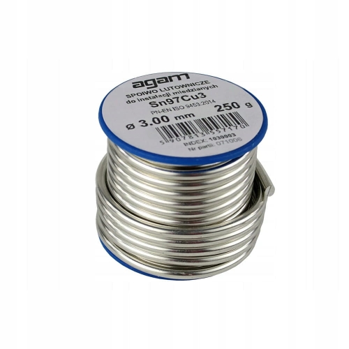 Spoiwo lutownicze do rur cyna 3 mm lut miękki 250g